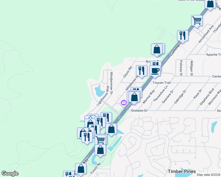 map of restaurants, bars, coffee shops, grocery stores, and more near 3261 Lighthouse Way in Spring Hill