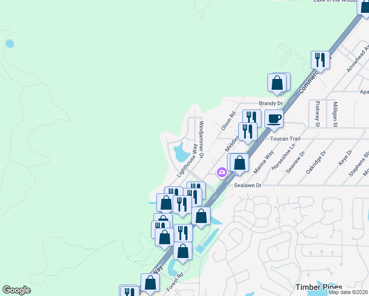 map of restaurants, bars, coffee shops, grocery stores, and more near 3200-3248 Lifeboat Ln in Spring Hill