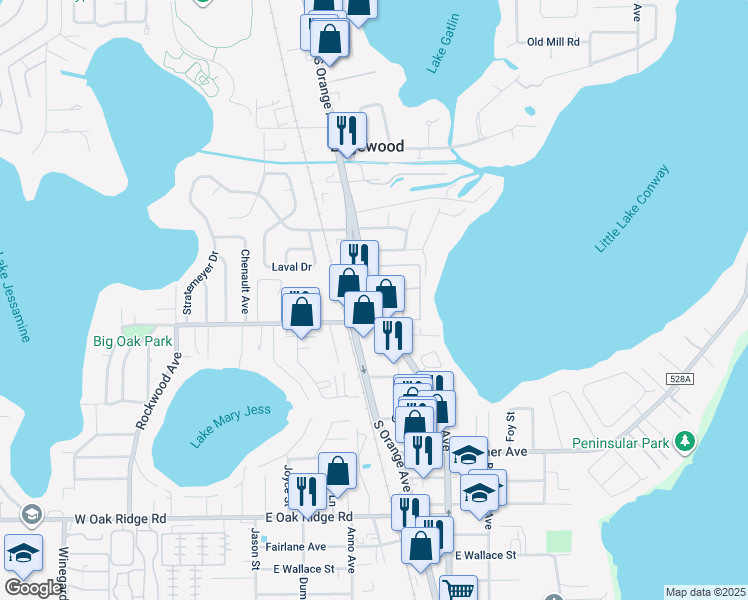 map of restaurants, bars, coffee shops, grocery stores, and more near in Edgewood