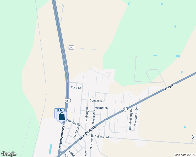 map of restaurants, bars, coffee shops, grocery stores, and more near 1812 Hackberry Street in Three Rivers