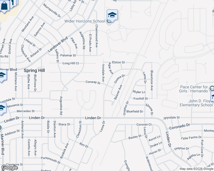 map of restaurants, bars, coffee shops, grocery stores, and more near 3285 Lema Drive in Spring Hill