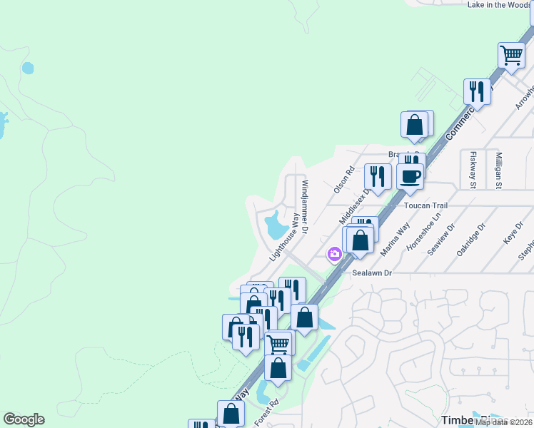 map of restaurants, bars, coffee shops, grocery stores, and more near 3200-3248 Lifeboat Ln in Spring Hill