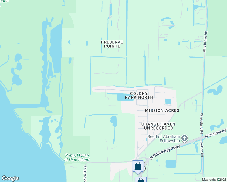 map of restaurants, bars, coffee shops, grocery stores, and more near 485 Baker Road in Merritt Island