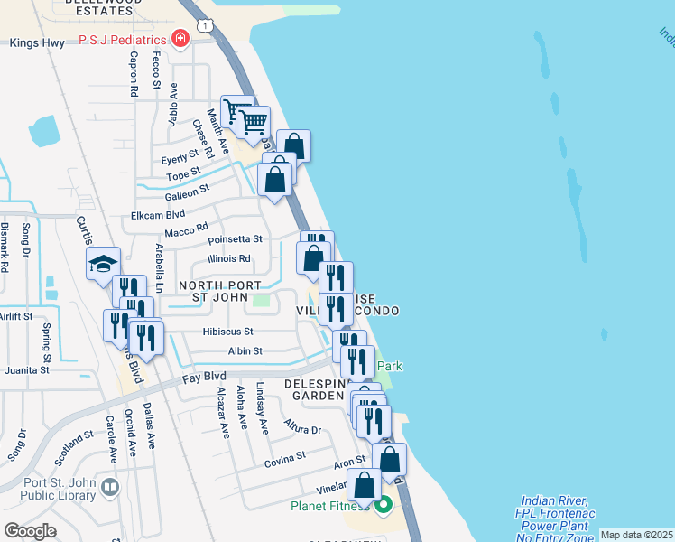 map of restaurants, bars, coffee shops, grocery stores, and more near 7030 U.S. 1 in Cocoa