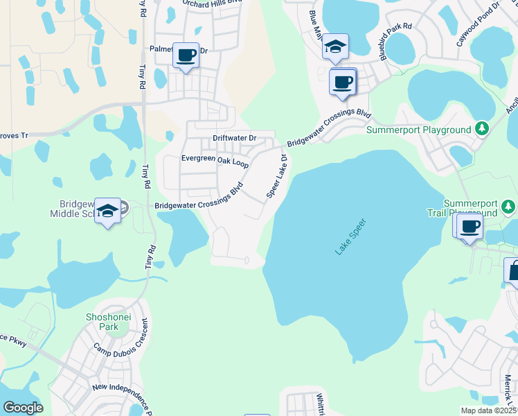 map of restaurants, bars, coffee shops, grocery stores, and more near 14869 Speer Lake Drive in Winter Garden
