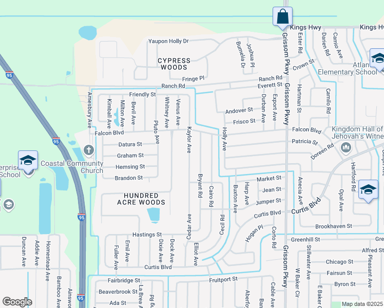 map of restaurants, bars, coffee shops, grocery stores, and more near 6985 Kaylor Avenue in Cocoa