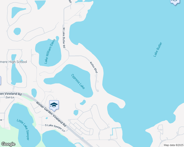 map of restaurants, bars, coffee shops, grocery stores, and more near 1426 Kelso Boulevard in Windermere