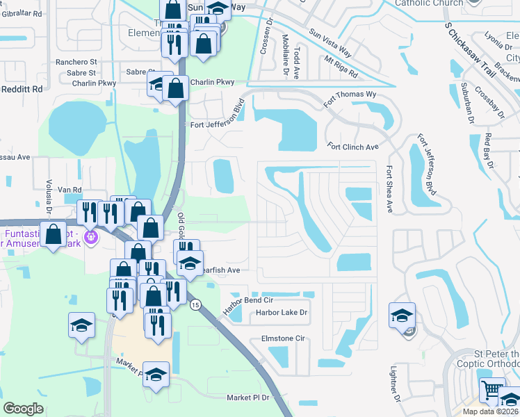 map of restaurants, bars, coffee shops, grocery stores, and more near 5449 R D Avenue in Orlando