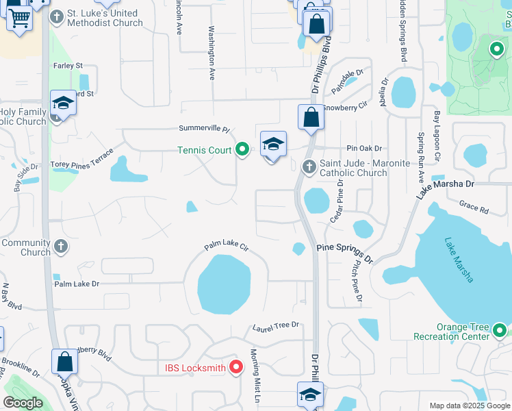 map of restaurants, bars, coffee shops, grocery stores, and more near 11037 Rural Retreat Court in Orlando