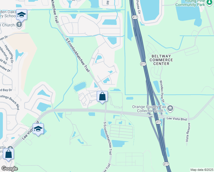 map of restaurants, bars, coffee shops, grocery stores, and more near 5408 Caramella Drive in Orlando