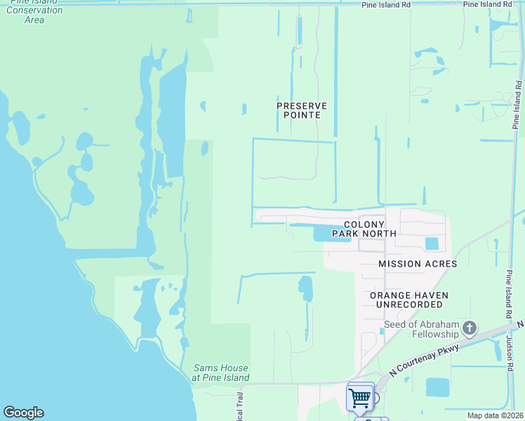 map of restaurants, bars, coffee shops, grocery stores, and more near 610 Baker Road in Merritt Island