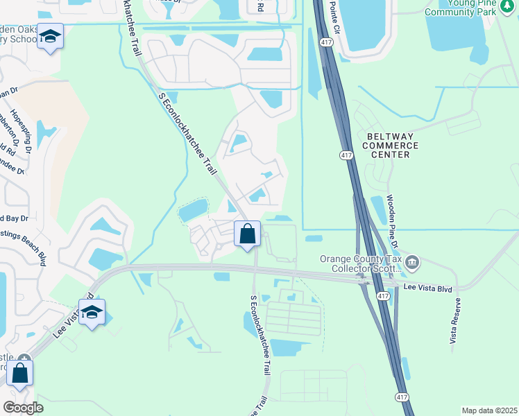 map of restaurants, bars, coffee shops, grocery stores, and more near 9627 Tivoli Villa Drive in Orlando