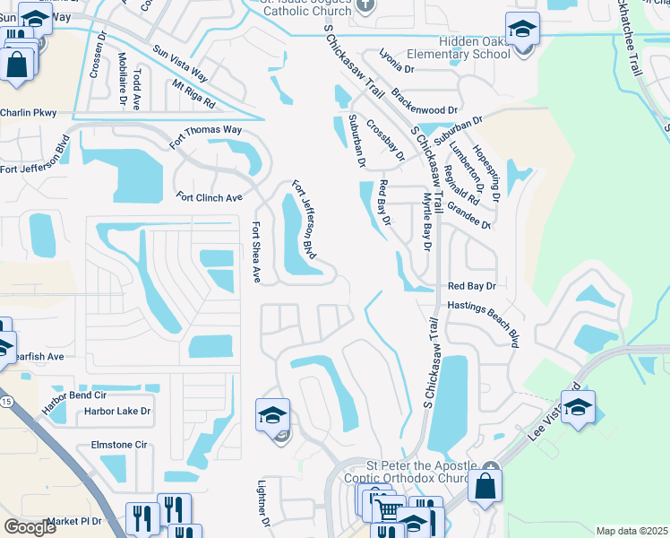 map of restaurants, bars, coffee shops, grocery stores, and more near 8858 Fort Jefferson Boulevard in Orlando