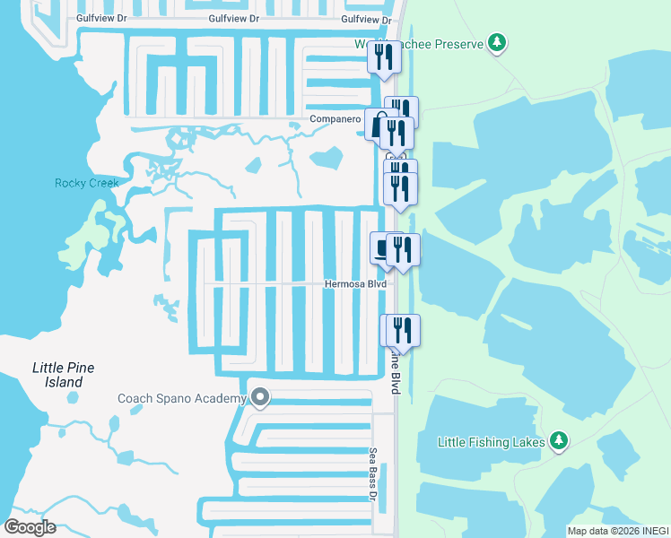map of restaurants, bars, coffee shops, grocery stores, and more near 3325 Holly Springs Dr in Hernando Beach