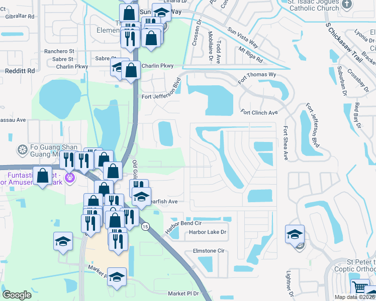 map of restaurants, bars, coffee shops, grocery stores, and more near 5449 R D Avenue in Orlando