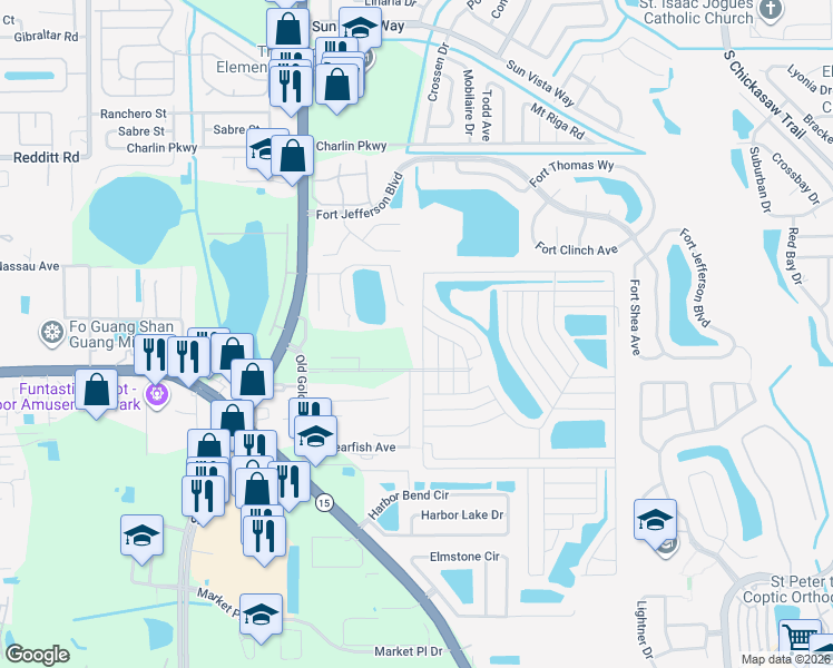 map of restaurants, bars, coffee shops, grocery stores, and more near 5449 R D Avenue in Orlando