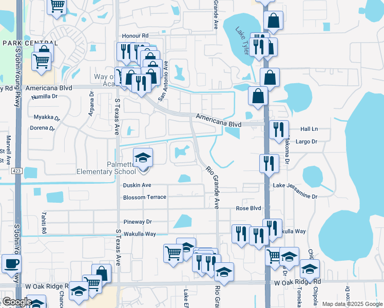 map of restaurants, bars, coffee shops, grocery stores, and more near 1968 Lake Heritage Circle in Orlando