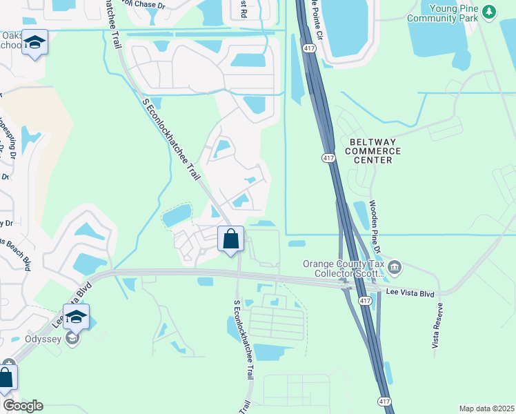map of restaurants, bars, coffee shops, grocery stores, and more near 5597 Gelato Drive in Orlando