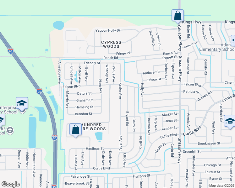 map of restaurants, bars, coffee shops, grocery stores, and more near 7020 Kaylor Avenue in Cocoa