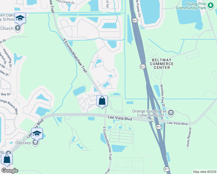 map of restaurants, bars, coffee shops, grocery stores, and more near 5597 Gelato Drive in Orlando