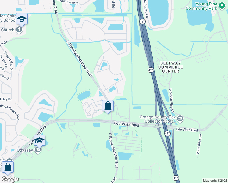 map of restaurants, bars, coffee shops, grocery stores, and more near 5597 Gelato Drive in Orlando