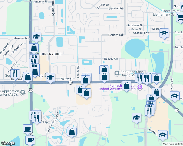 map of restaurants, bars, coffee shops, grocery stores, and more near 4125 Gulfstream Bay Court in Orlando