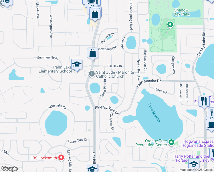map of restaurants, bars, coffee shops, grocery stores, and more near 5761 Tamarack Drive in Orlando