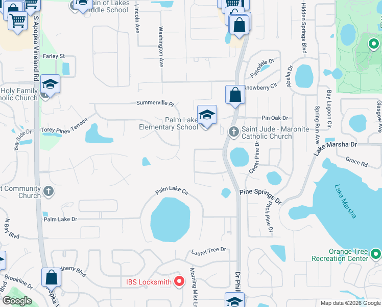 map of restaurants, bars, coffee shops, grocery stores, and more near 5643 Craindale Drive in Orlando