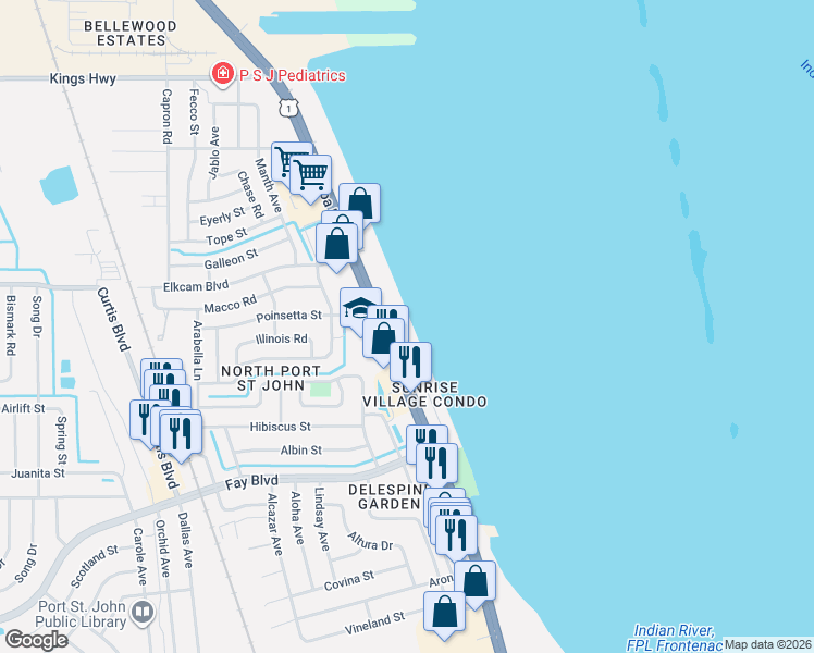 map of restaurants, bars, coffee shops, grocery stores, and more near 7030 U.S. 1 in Cocoa