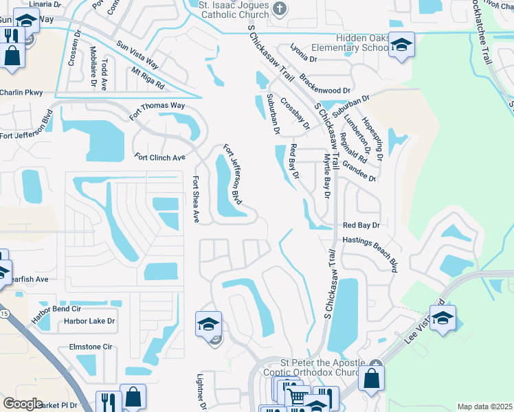 map of restaurants, bars, coffee shops, grocery stores, and more near 8858 Fort Jefferson Boulevard in Orlando