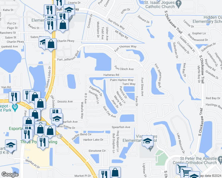 map of restaurants, bars, coffee shops, grocery stores, and more near 5442 Jean Drive in Orlando