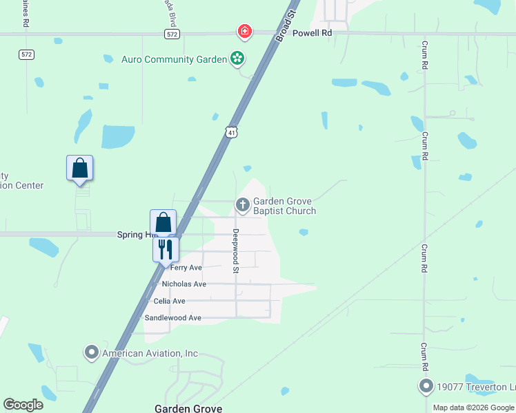 map of restaurants, bars, coffee shops, grocery stores, and more near 18170 Spangler Avenue in Brooksville