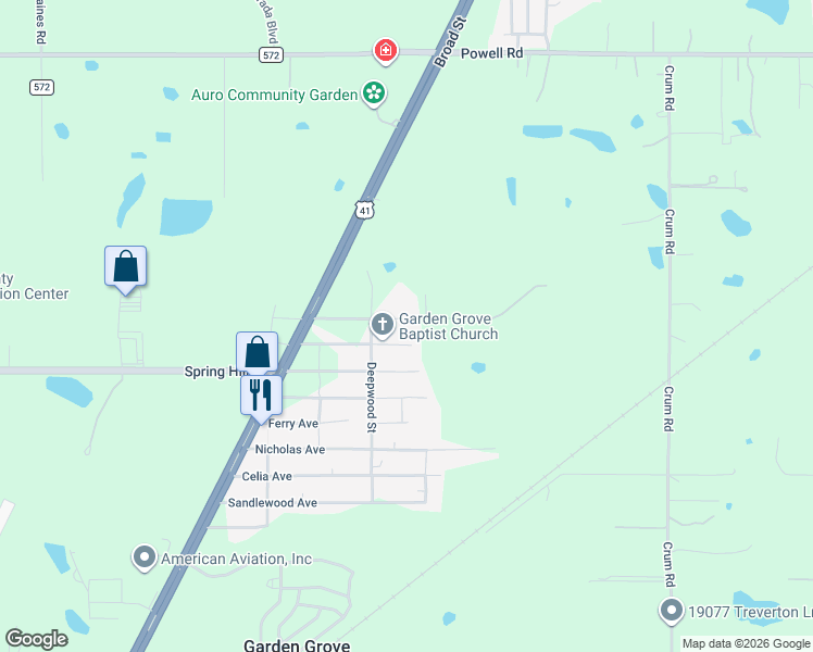 map of restaurants, bars, coffee shops, grocery stores, and more near 18170 Spangler Avenue in Brooksville