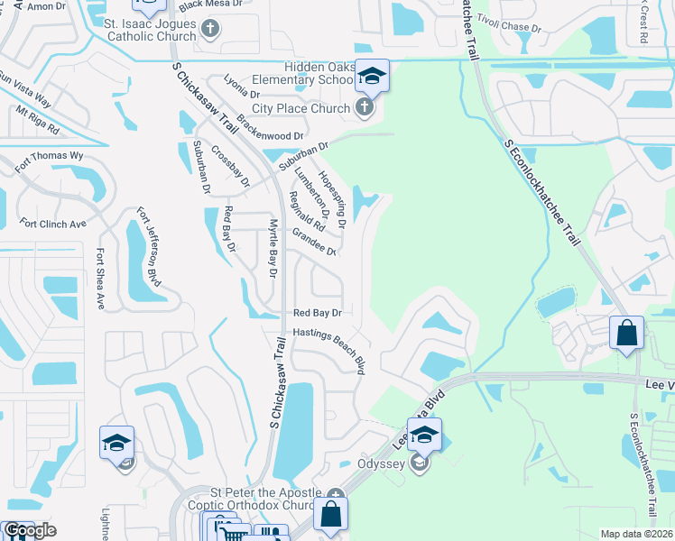 map of restaurants, bars, coffee shops, grocery stores, and more near 4953 Journey Court in Orlando