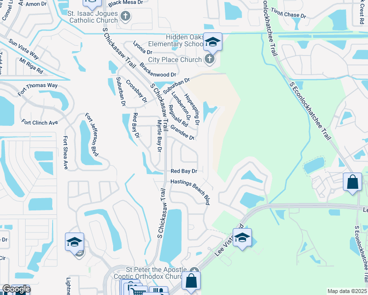 map of restaurants, bars, coffee shops, grocery stores, and more near 5011 Loblolly Bay Lane in Orlando