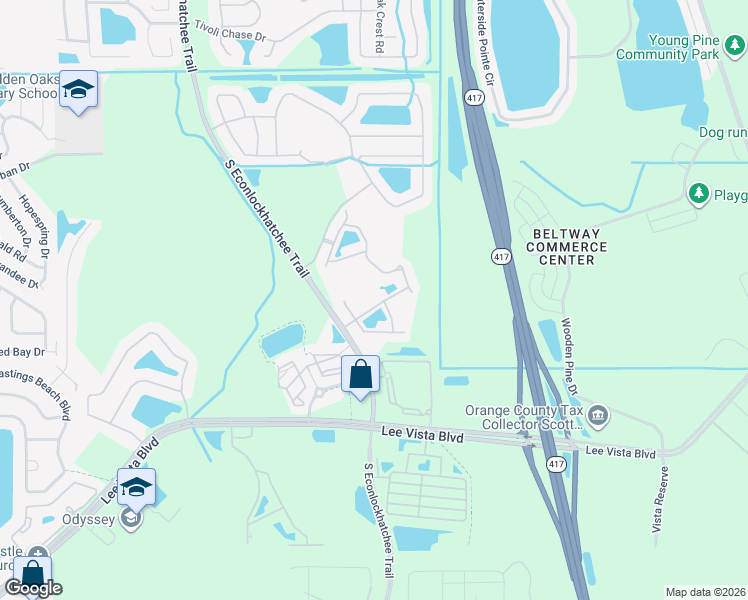 map of restaurants, bars, coffee shops, grocery stores, and more near 9871 Tivoli Villa Drive in Orlando
