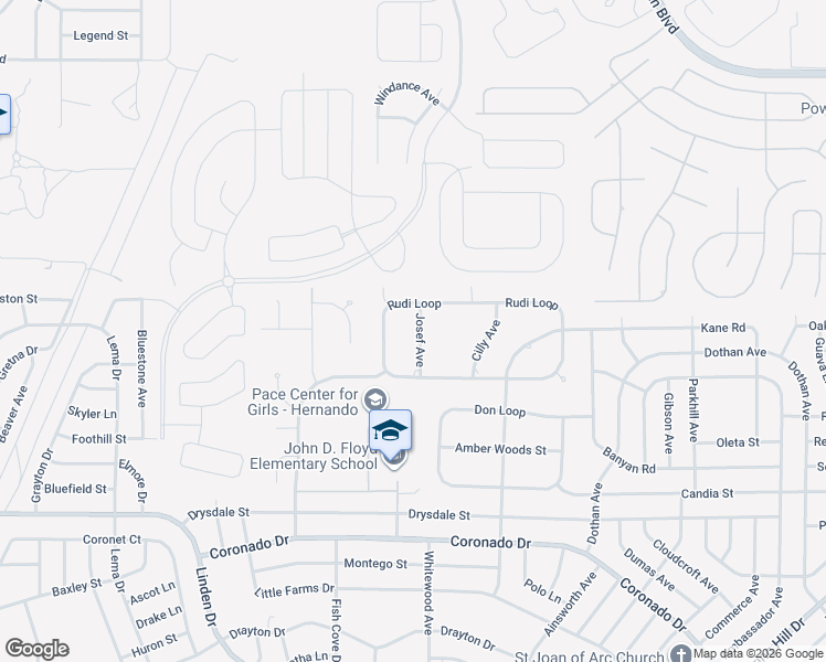 map of restaurants, bars, coffee shops, grocery stores, and more near 3315 Josef Avenue in Spring Hill