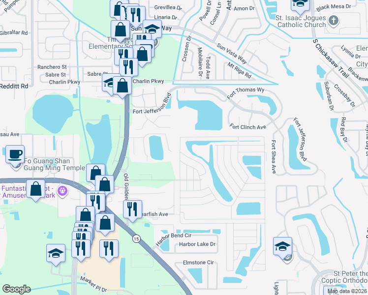map of restaurants, bars, coffee shops, grocery stores, and more near 5375 R D Avenue in Orlando