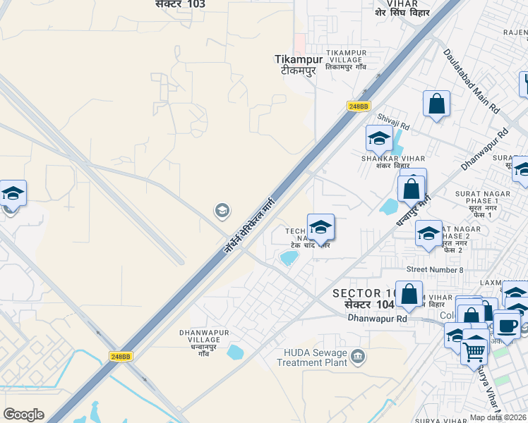 map of restaurants, bars, coffee shops, grocery stores, and more near Dwarka Expressway in Gurugram