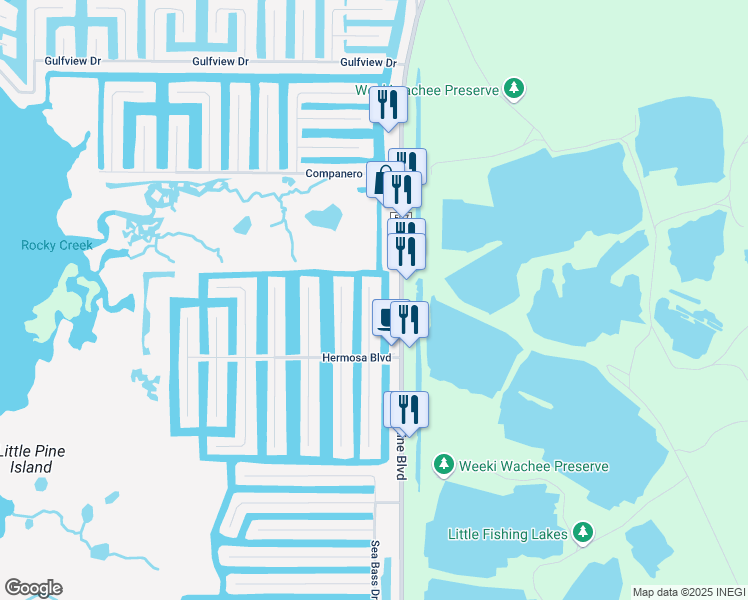 map of restaurants, bars, coffee shops, grocery stores, and more near 3398 Fernleaf Dr in Hernando Beach