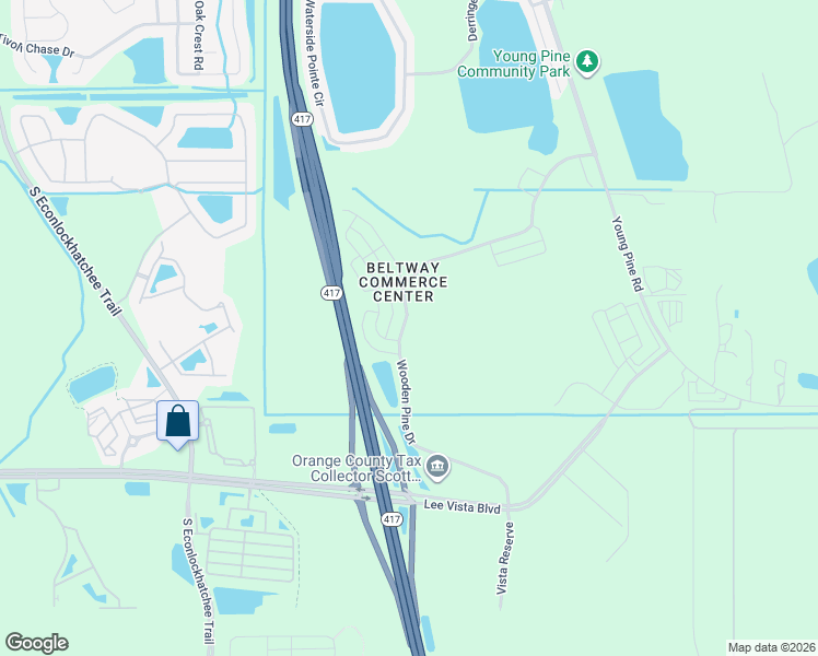 map of restaurants, bars, coffee shops, grocery stores, and more near 5813 Wooden Pine drive in Orlando