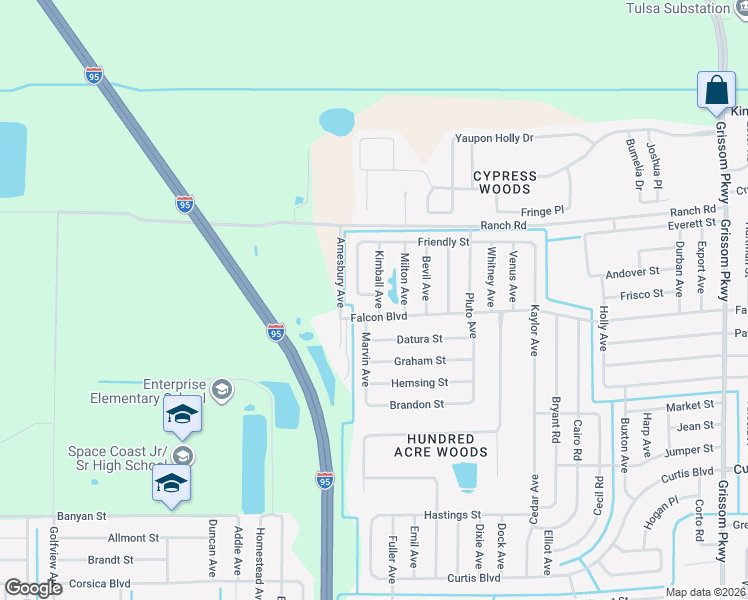 map of restaurants, bars, coffee shops, grocery stores, and more near 7160 Freeport Road in Cocoa