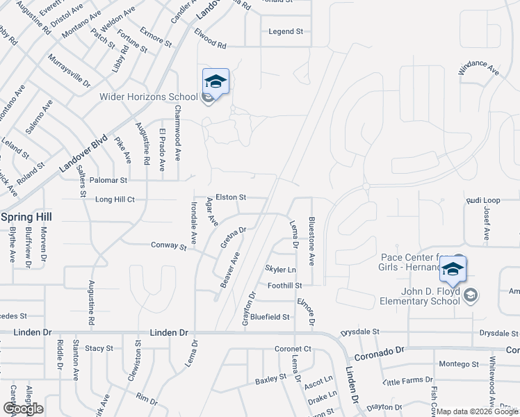 map of restaurants, bars, coffee shops, grocery stores, and more near 3425 Gretna Dr in Spring Hill