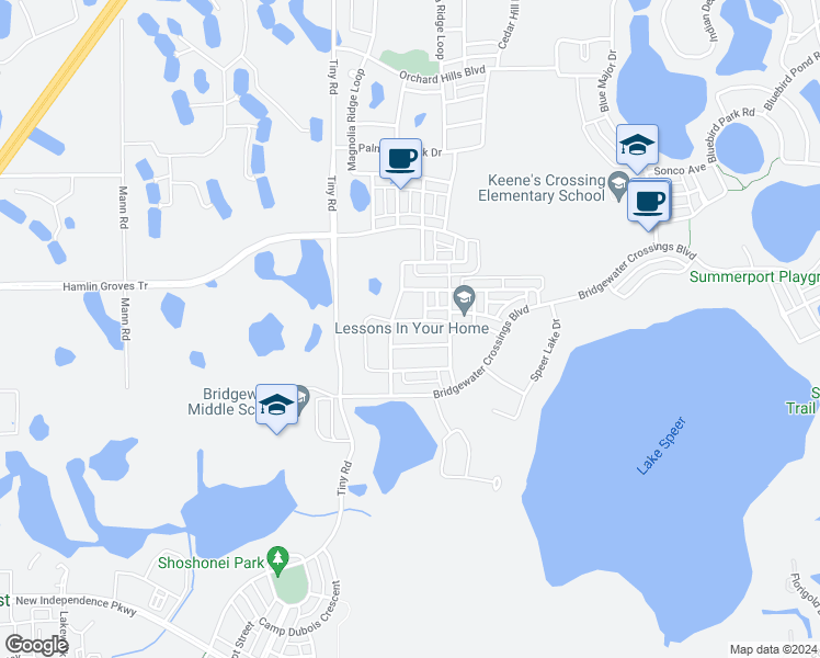 map of restaurants, bars, coffee shops, grocery stores, and more near 15066 Evergreen Oak Loop in Winter Garden