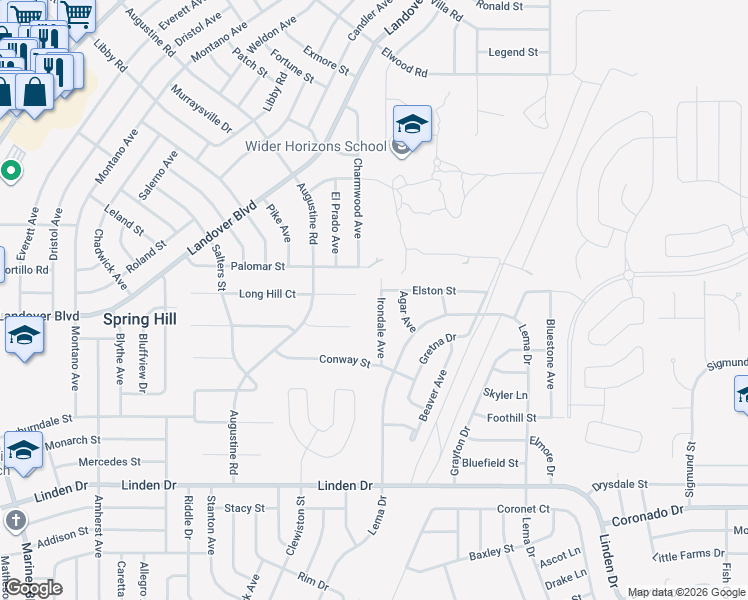 map of restaurants, bars, coffee shops, grocery stores, and more near 3371 Irondale Avenue in Spring Hill