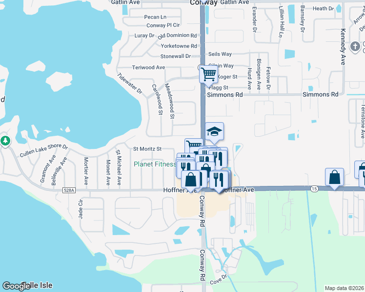 map of restaurants, bars, coffee shops, grocery stores, and more near 4903 Darden Avenue in Belle Isle