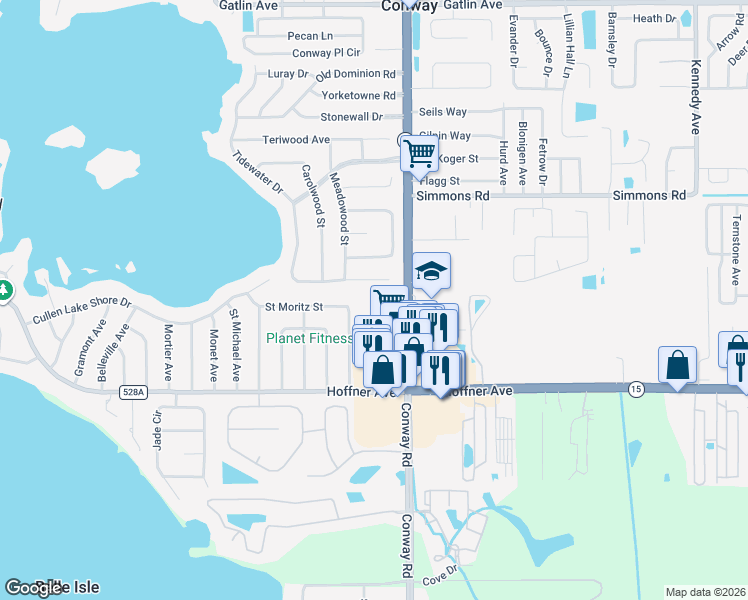 map of restaurants, bars, coffee shops, grocery stores, and more near 4903 Darden Avenue in Belle Isle