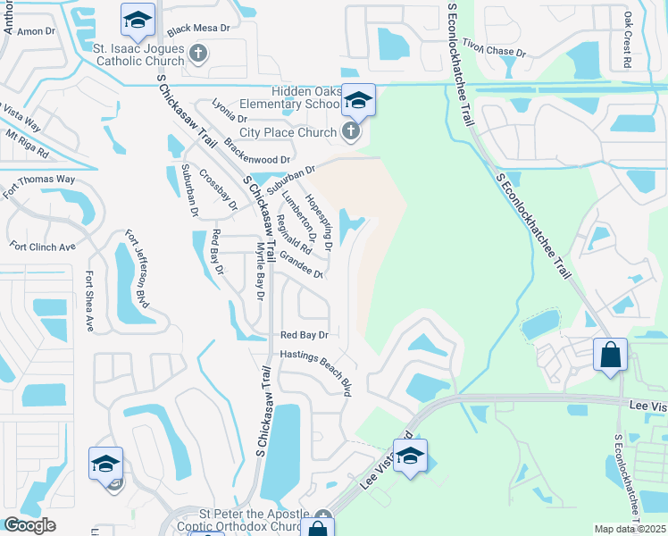 map of restaurants, bars, coffee shops, grocery stores, and more near 4937 Hopespring Drive in Orlando