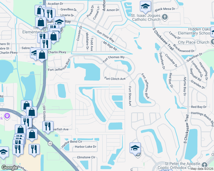 map of restaurants, bars, coffee shops, grocery stores, and more near 8119 Palm Harbor Way in Orlando