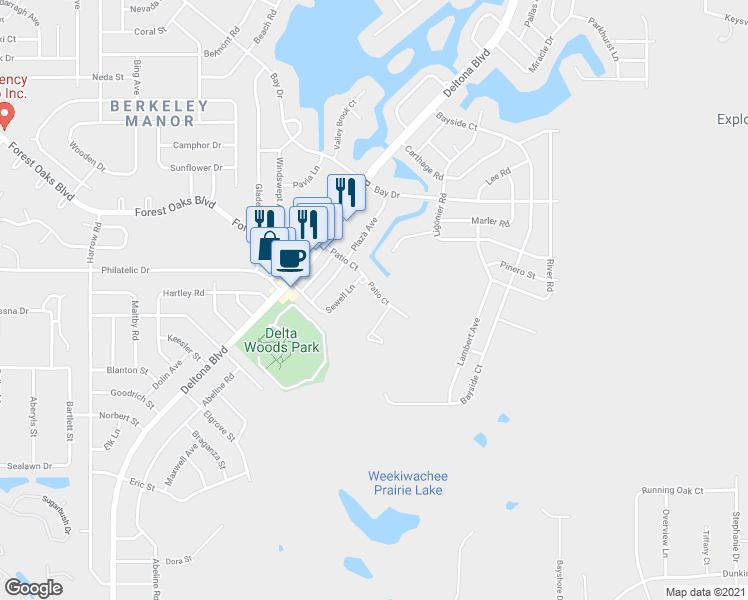 map of restaurants, bars, coffee shops, grocery stores, and more near 9182 Patio Court in Spring Hill